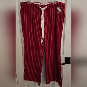 Abercrombie & Fitch Red and Off White Striped Pajama Pant